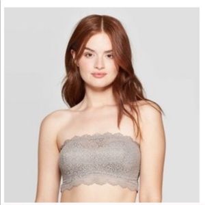 Auden Size XS Gray Lace Strapless Bra